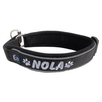 Neoprene Half-Check dog collar with name - S | My K9