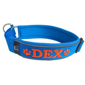 Neoprene Half-Check dog collar with name - S | My K9