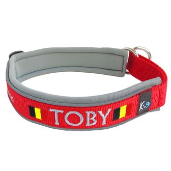 Neoprene Half-Check dog collar with name - S | My K9