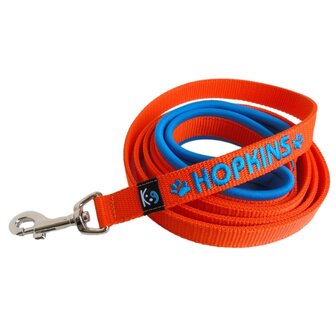 Neoprene handle dog leash with name