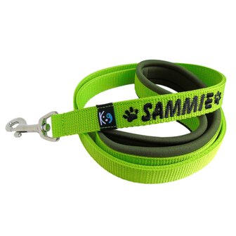 Neoprene handle dog leash with name