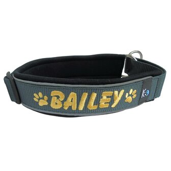 Neoprene Half-Check dog collar with name - S | My K9