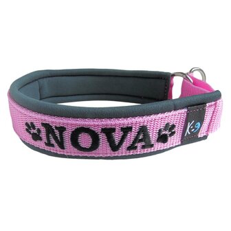 Neoprene Half-Check dog collar with name - S | My K9