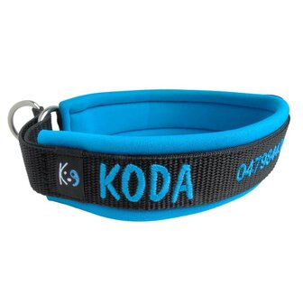 Neoprene Half-Check dog collar with name - S | My K9