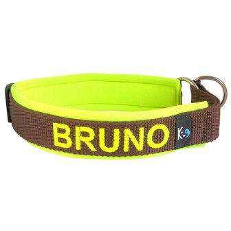 Neoprene Half-Check dog collar with name - L | My K9