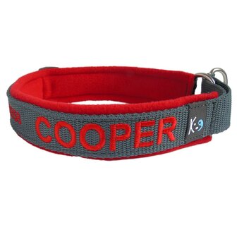 Fleece Half-Check dog collar with name - S | My K9