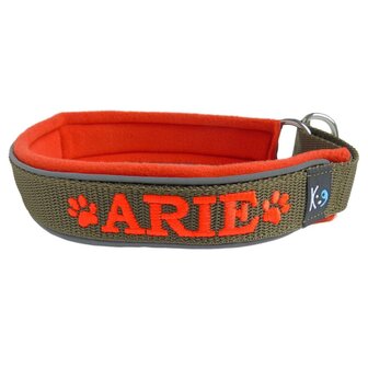 Fleece Half-Check dog collar with name - S | My K9