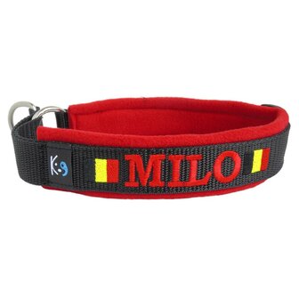 Fleece Half-Check dog collar with name - S | My K9