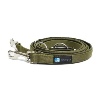 AnnyX adjustable dog leash lined - Olive green