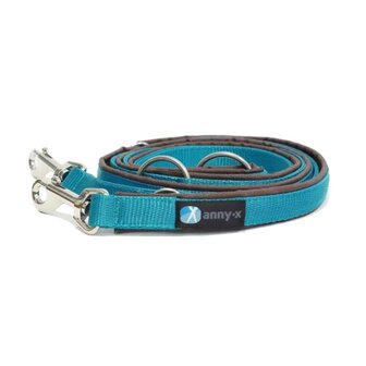 AnnyX adjustable dog leash lined - Turquoise/Brown