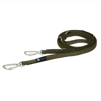AnnyX SAFETY adjustable dog leash lined - Olive green
