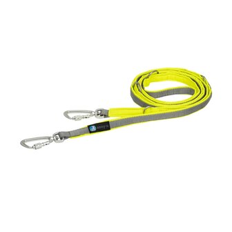 AnnyX SAFETY adjustable dog leash lined - Grey/Neonyellow