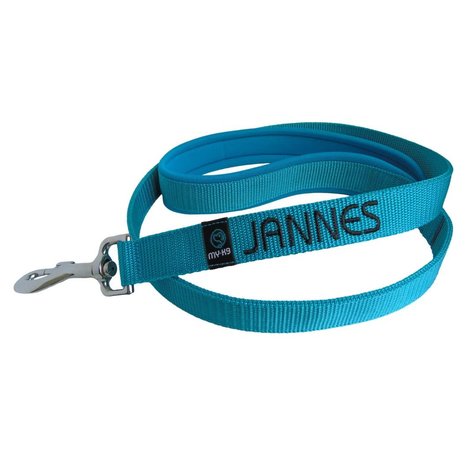 Neoprene handle dog leash with name