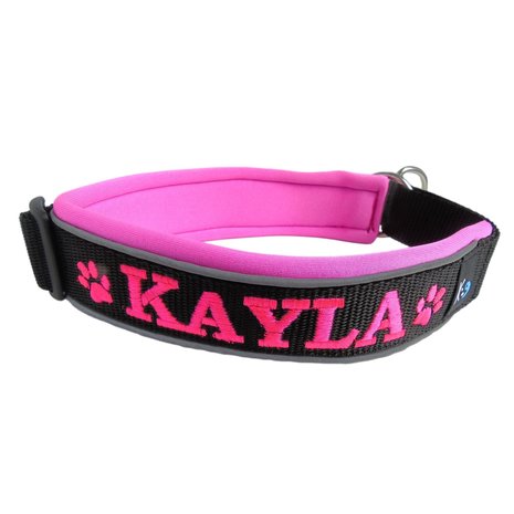 Neoprene Half-Check dog collar with name - XL | My K9
