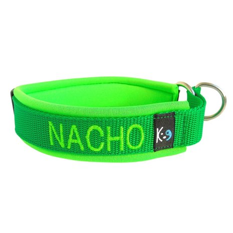 Neoprene Half-Check dog collar with name - S | My K9