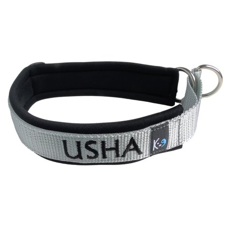 Neoprene Half-Check dog collar with name - S | My K9