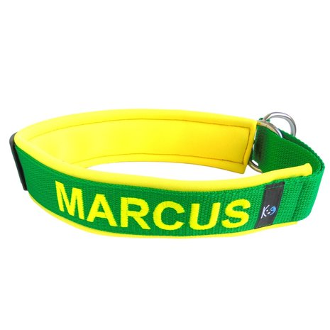 Neoprene Half-Check dog collar with name - S | My K9