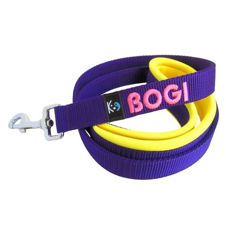 Neoprene handle dog leash with name