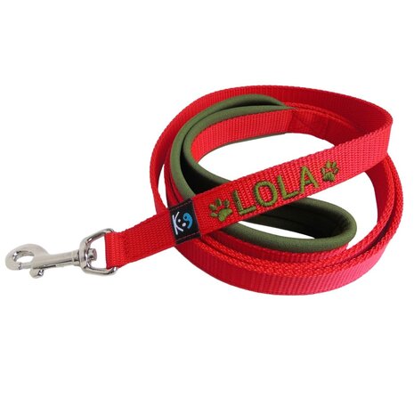 Neoprene handle dog leash with name