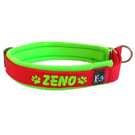 Neoprene Half-Check dog collar with name - S | My K9