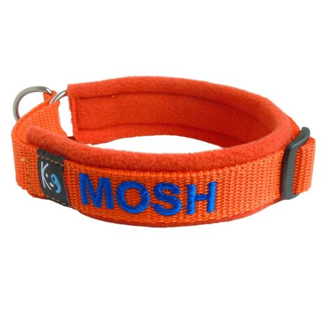 Fleece Half-Check dog collar with name - XS | My K9