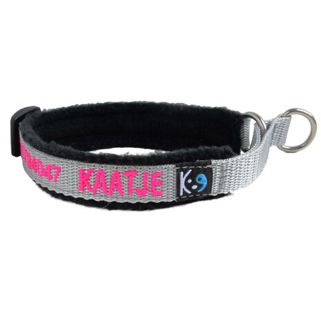 Fleece Half-Check dog collar with name - XS | My K9