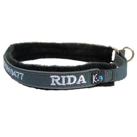 Fleece Half-Check dog collar with name - XS | My K9