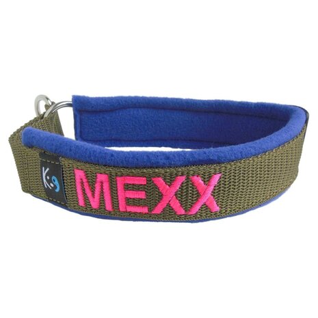 Fleece Half-Check dog collar with name - S | My K9