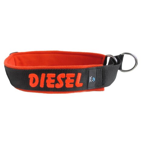 Fleece Half-Check dog collar with name - XL | My K9